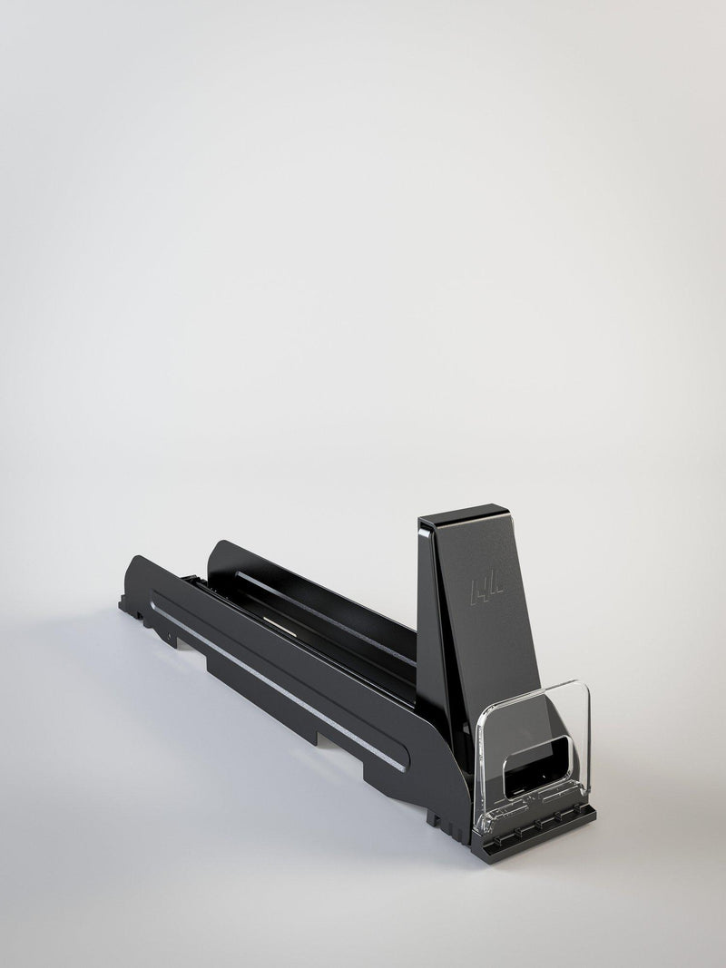 Metal tray with pusher, narrow